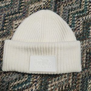 Coach Tonal White Beanie
